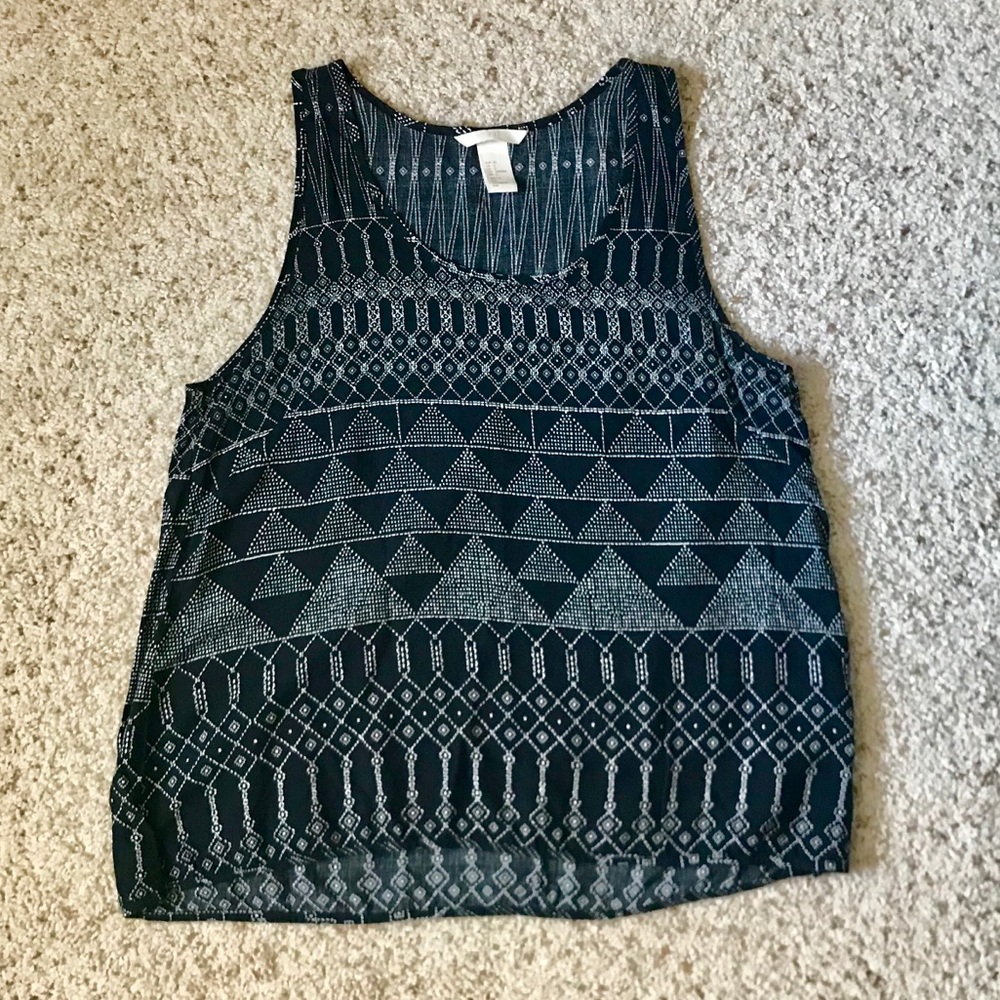 Black Patterned Tank Top